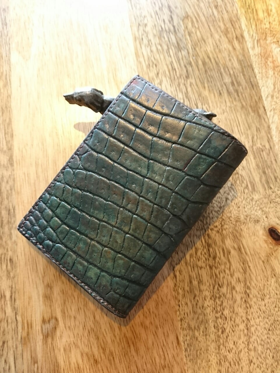 手染めクロコダイル名刺入れ・グリーン | FREAK LEATHER ARTISAN