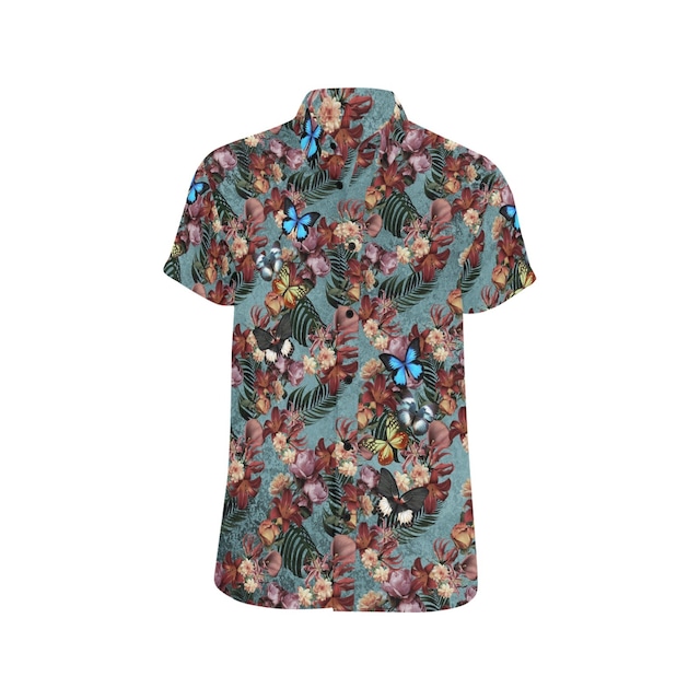 家紋装飾　珊瑚色　ユニセックス半袖シャツ