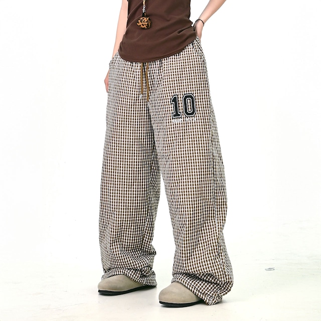 ギンガムナンバリングユースカジュアルパンツ 2col R01264