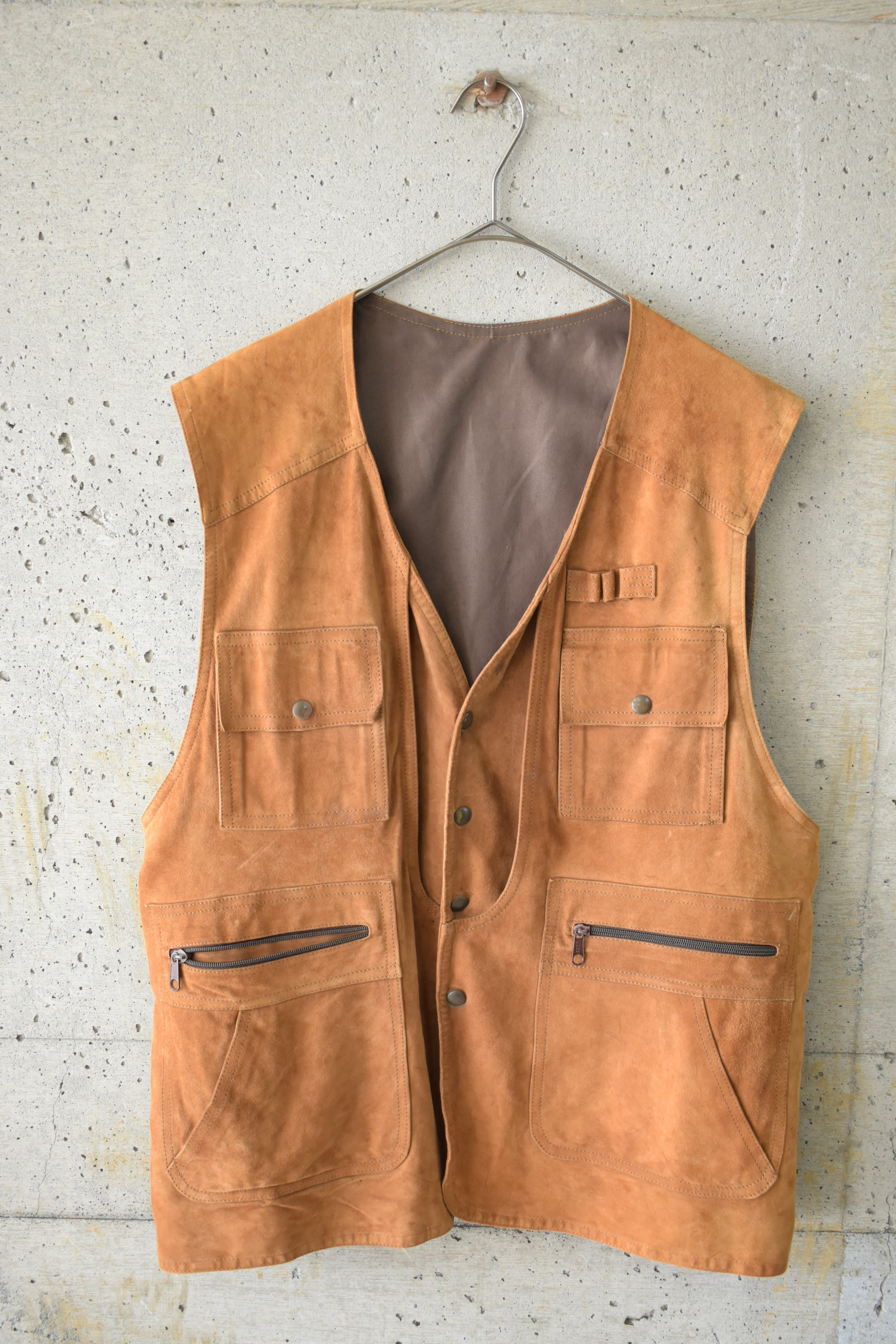 Hunting-style brown suede vest