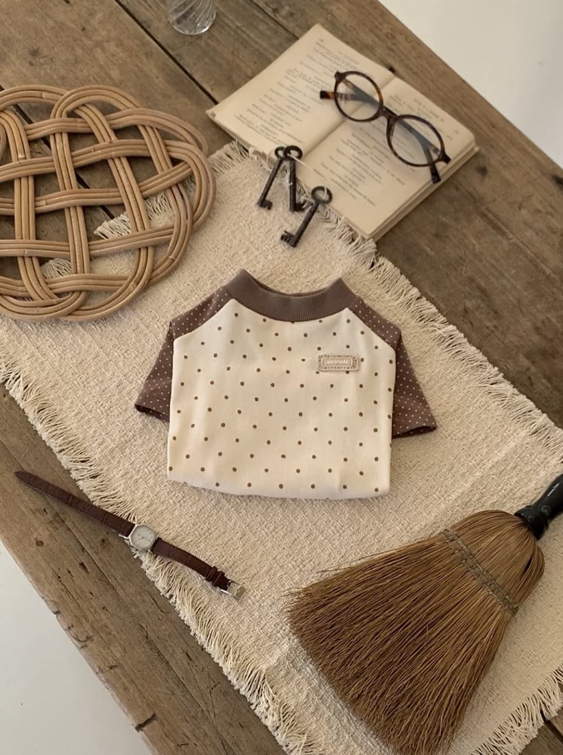 予約【seenii】Dot Raglan Tee (Brown)