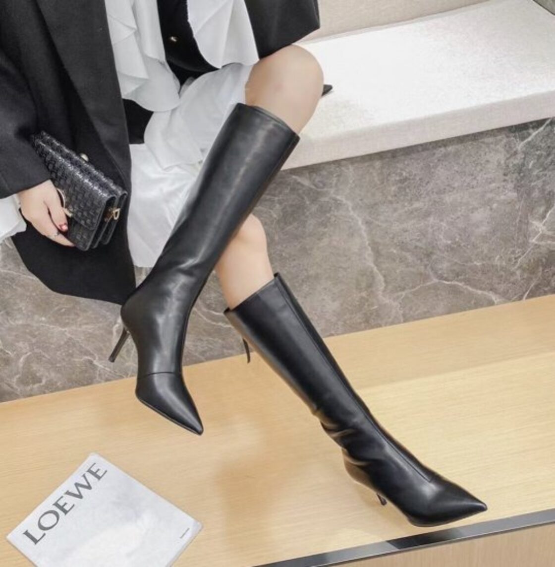 ロングブーツ レディース ロング ブーツ 大きいサイズ ピンヒール ハイヒール ポインテッドトゥ ヒール セクシー カジュアル 秋新作 秋 冬 黒 白  おしゃれ 美脚 防寒 ゆったり PU 可愛い | Pay ID ポインテッドトゥ プラットフォーム ストレッチ ロングブーツ レディース ..., image size:1120x1143