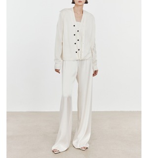 ハイウエストサテンワイドパンツ W00646