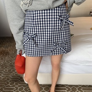 Ribbon Detail Check Mini Skirt  W00178