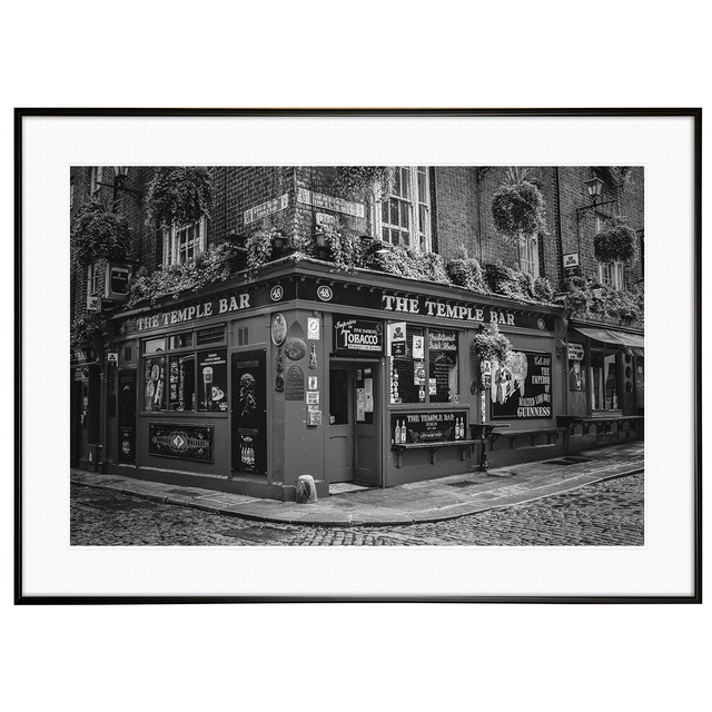 イギリス写真 アイルランド ダブリン テンプル・バー インテリア モノクロアートポスター額装 AS1825