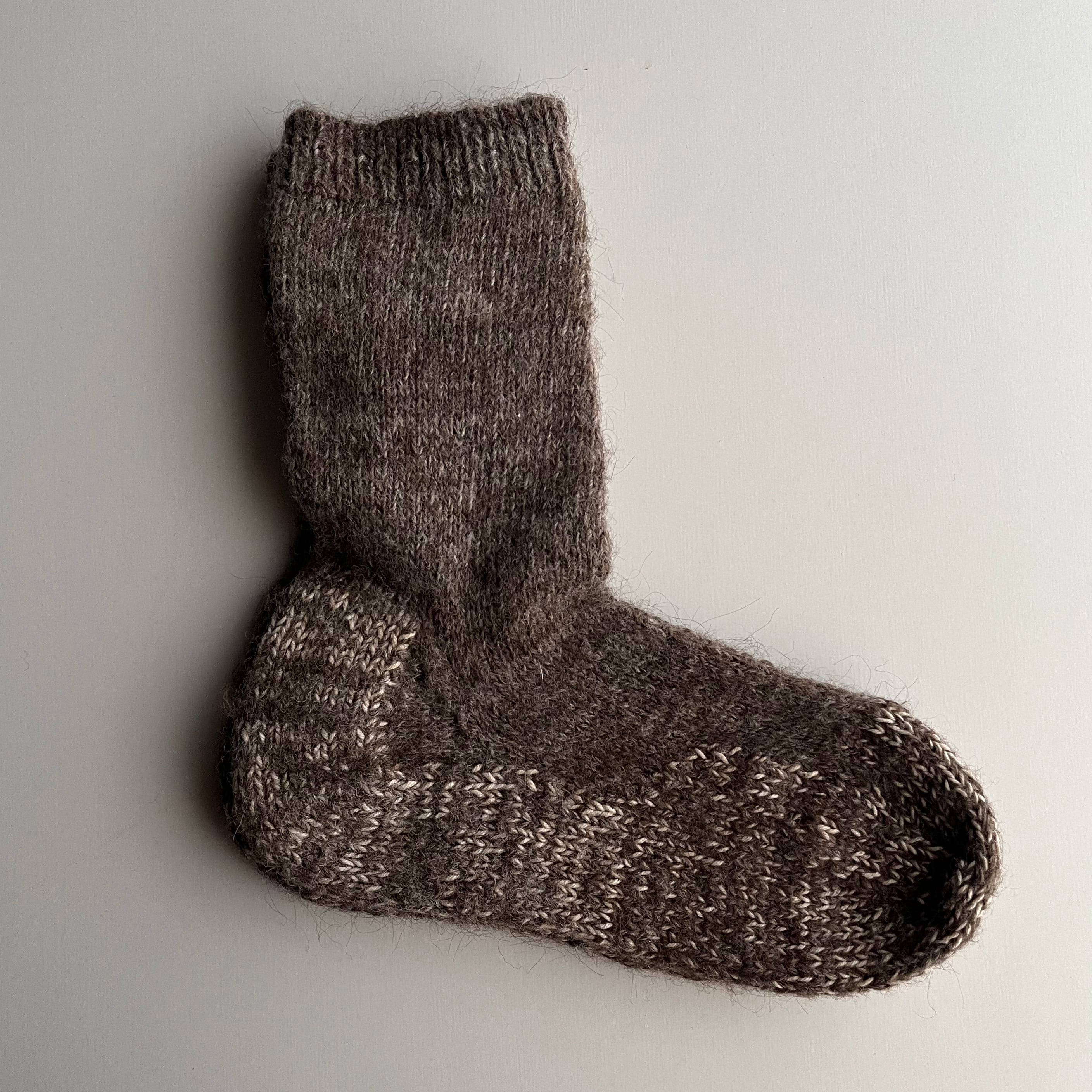 PUENTE / プエンテ 手紡ぎ靴下M 25cm〜26cm #RB-M-G 杢ブラウン