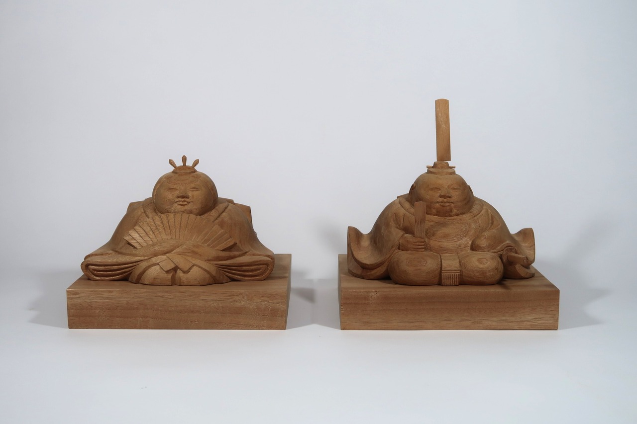 The Gentle Blessing ― An Original Pair of Wooden Hina Dolls by Nozomu Mori