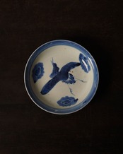 小皿　染付　鶴　/　幕末〜明治期