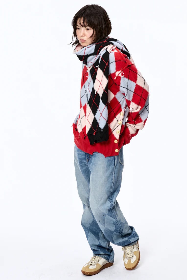 25AW】MASU DIAMOND SCRAPED SWEATER (RED) M25F9KN001 | IAAAM ONLINE