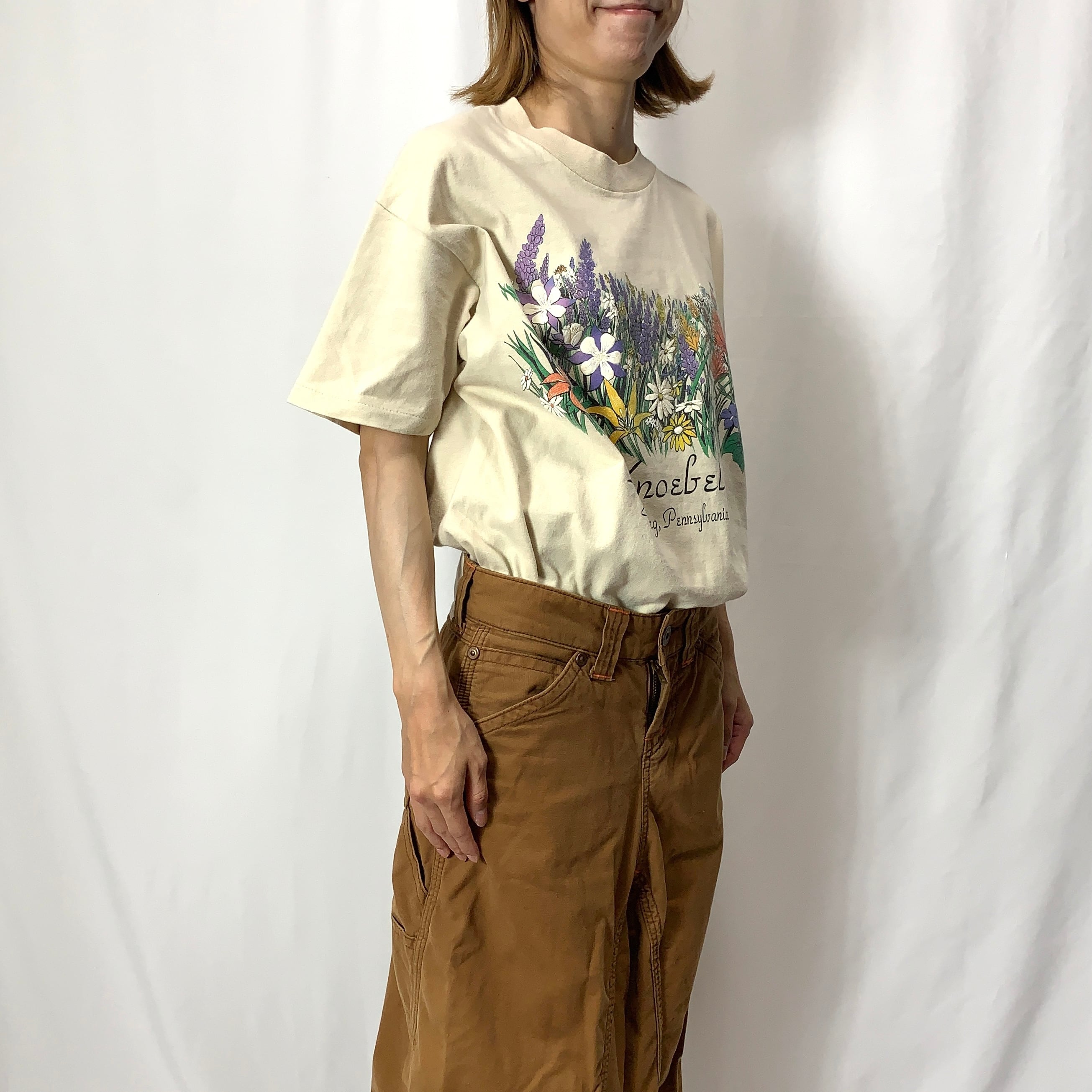 vintage 90s print T-shirt MADE IN USA flower プリントTシャツ