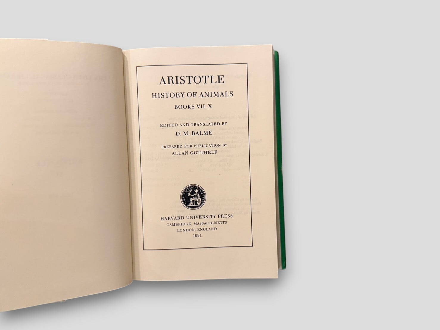 SCT040】【Loeb Classical Library】Aristotle, Historia Animalium