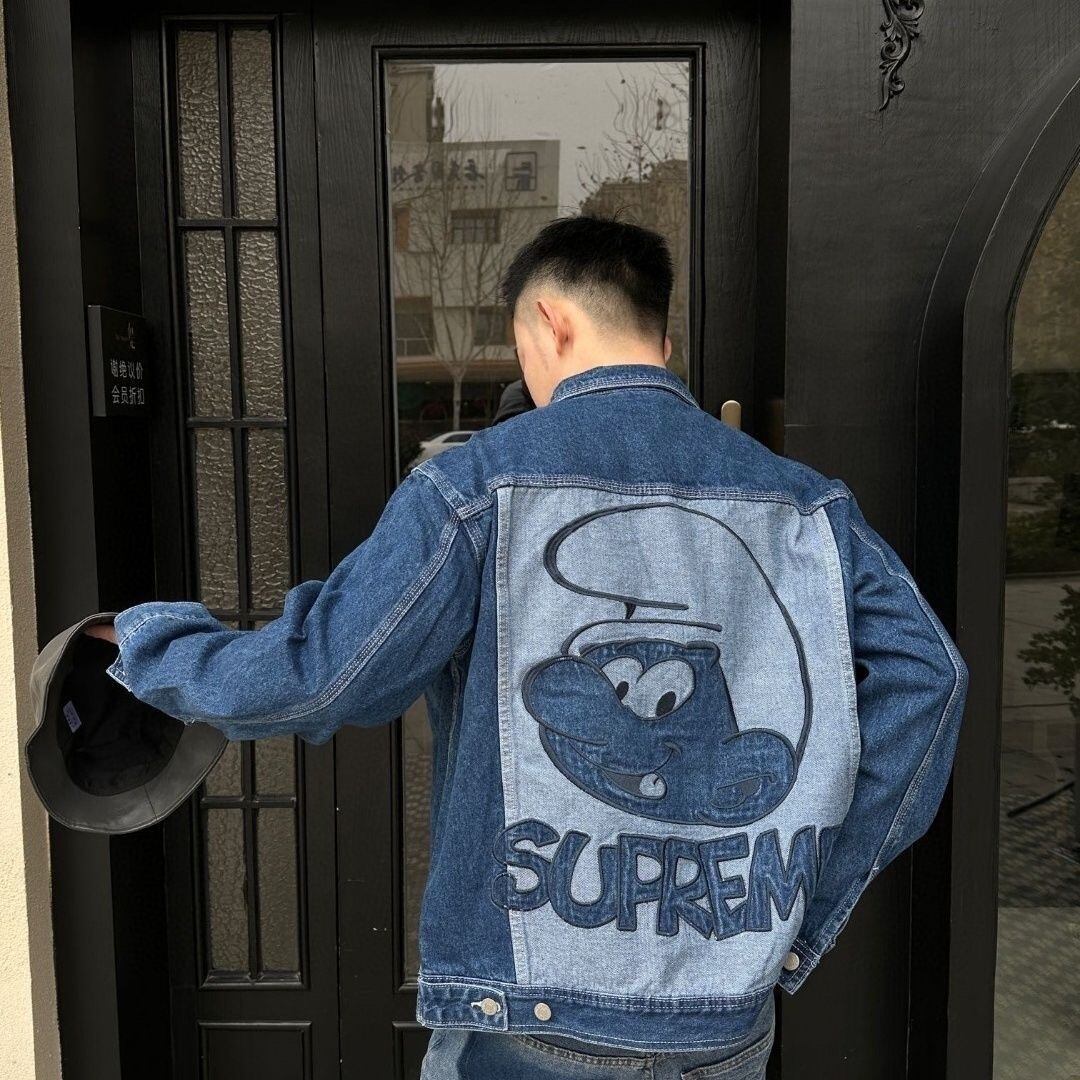 supreme smurfs denim trucker jacket xlジャケット/アウター