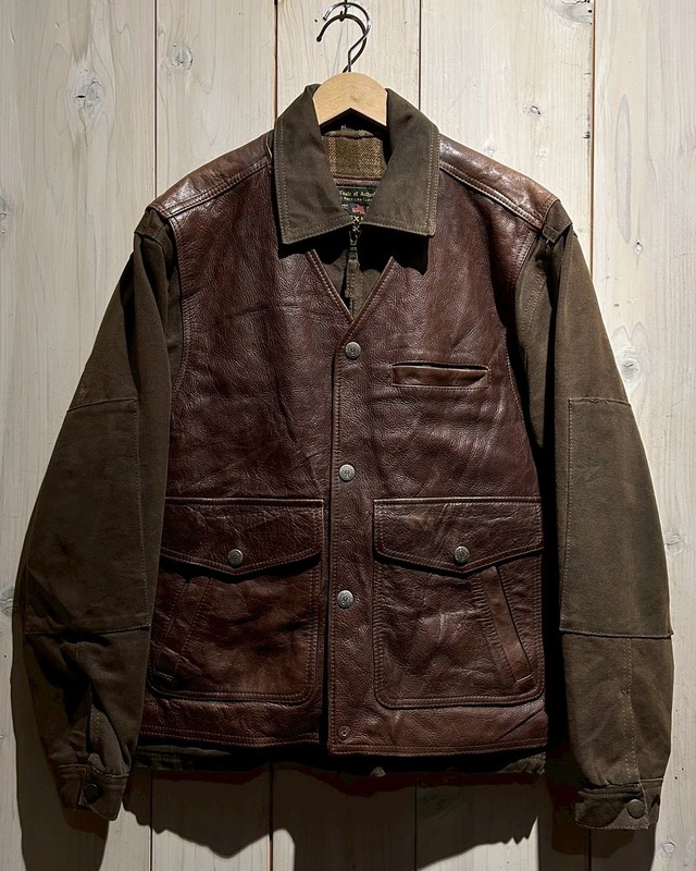 【a.k.a.C.a.k.a vintage】80's “AVIREX” Leather Vest Layered Jacket