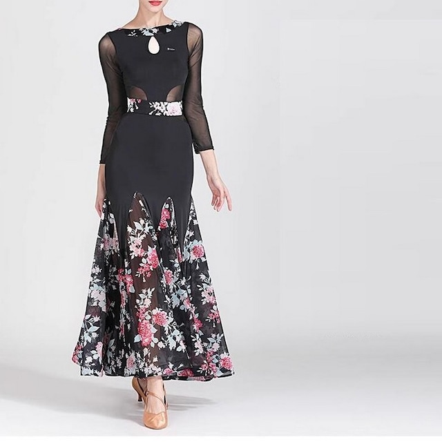 2collar フラワープリントデザイン カラー ドレス ds0346