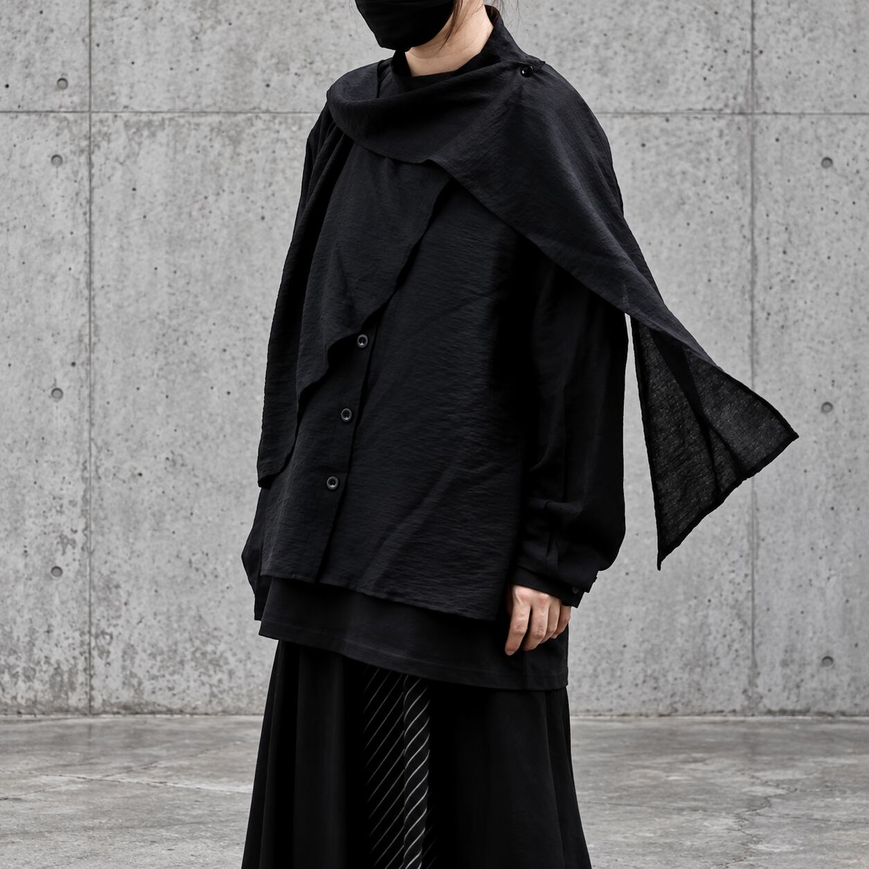 【ORV0185】Draped Thin Long Sleeve Shirt / 4color