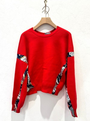 スカーフプリント2WAYニット