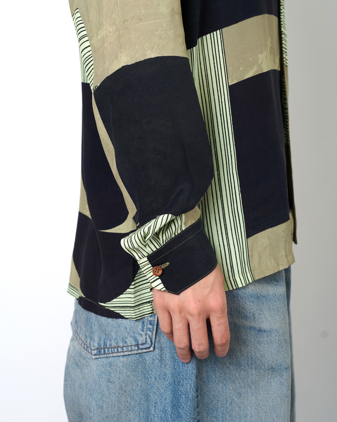 m's braque "LONG SLEEVES ALOHA SHIRT〔KHAKI/BLACK〕"