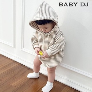 *即納*全2色ボーダーフードロンパース