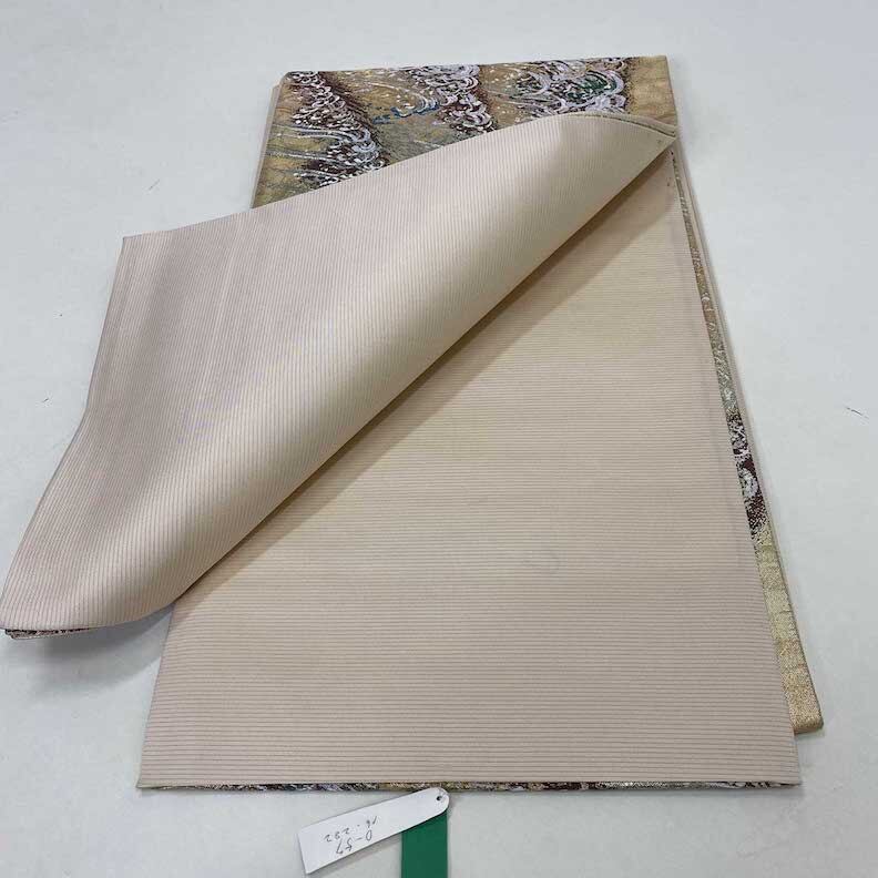 【袋帯】中古 帯 礼装 正絹 結婚式 入学式 卒業式 リサイクル ブラウン 金 茶   436cm   G502 袋帯】中古 帯 礼装 正絹 結婚式 入学式 卒業式 リサイクル ブラウン