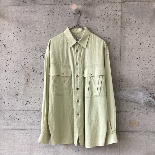 green cotton linen shirt