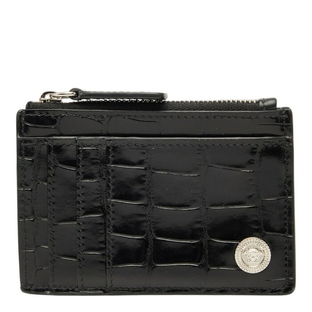 ヴェルサーチェ メドゥーサビギー フラグメントケース カードケース ブラック 型押しレザー レディース VERSACE 【中古】