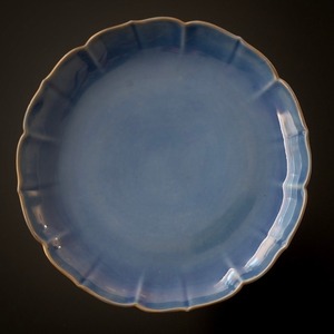 【50252】瑠璃ゆう輪花大皿 (1枚）江戸 / Blue Rinka Plate  / Edo