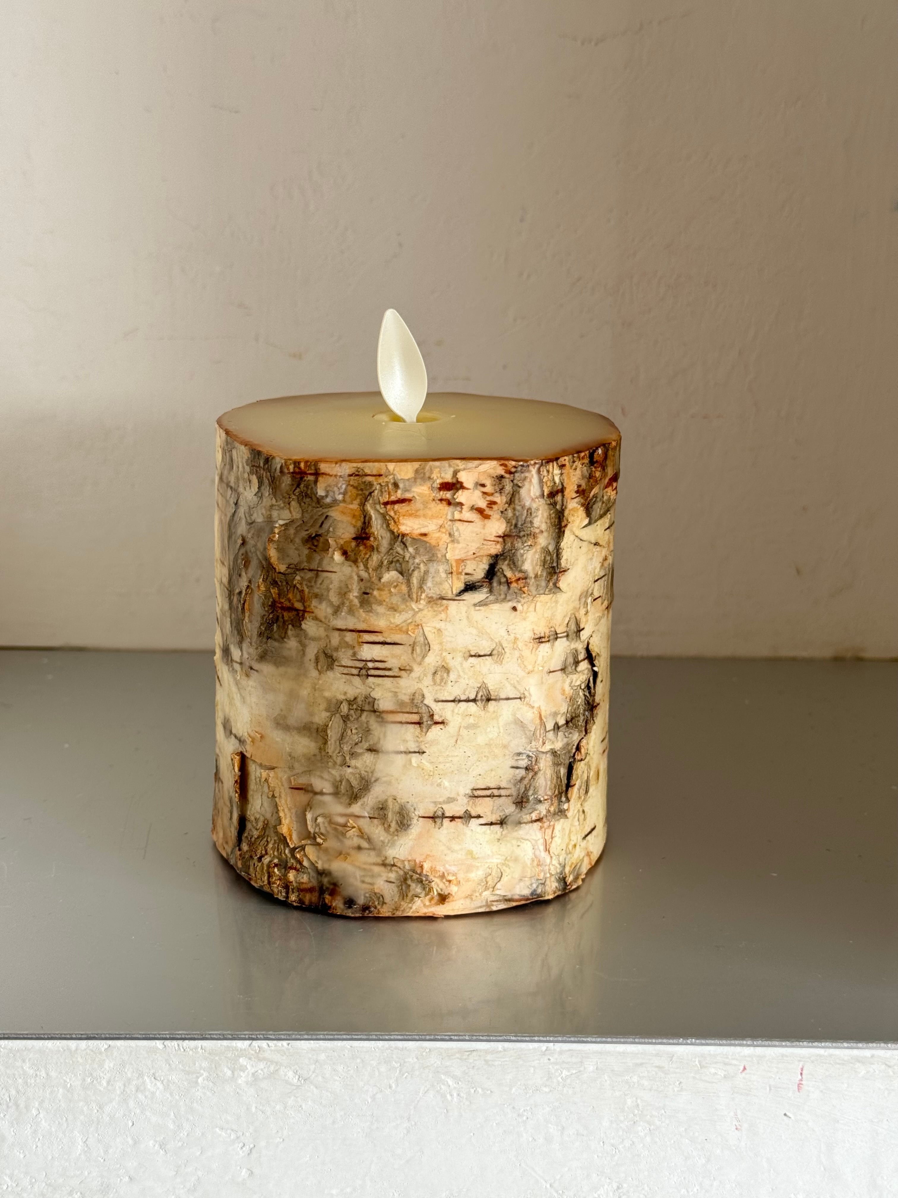LED白樺キャンドル 白バーチピラー（小） | 木ままや