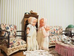 オープンマウスの双子ドール　2体セット　洋服・ボネ付き 画像20