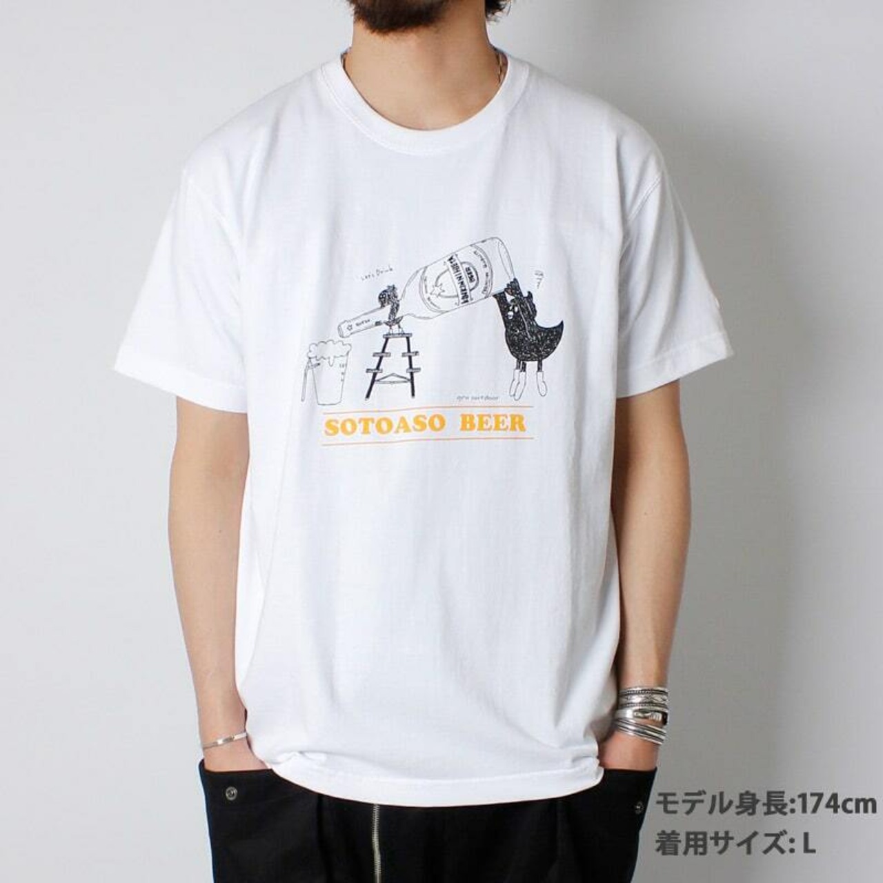 grn outdoor SOTOASOBI S/S TEE(BEER：柄C) go105M Tシャツ