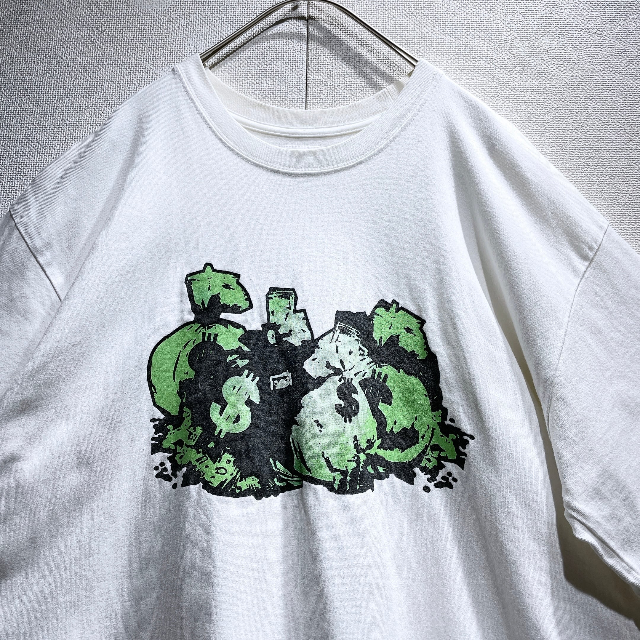 2000s ” Swagger ” ” skullgain ” printed White loose SS Tee