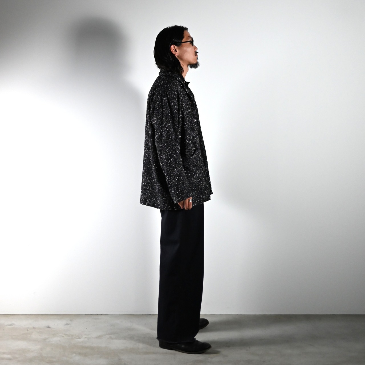 INTERIM(インテリム)TEXTURED DONEGAL BOUCLÉ DEADSTOCK HYPER BIG FLY FRONT SHIIRTS JACKET