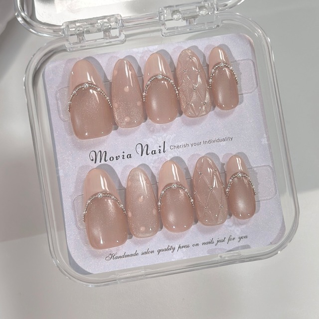 ピンク788XS～820M♡マグネット韓国シンプル量産型地雷系フレンチ姫ギャルネイルチップ現品