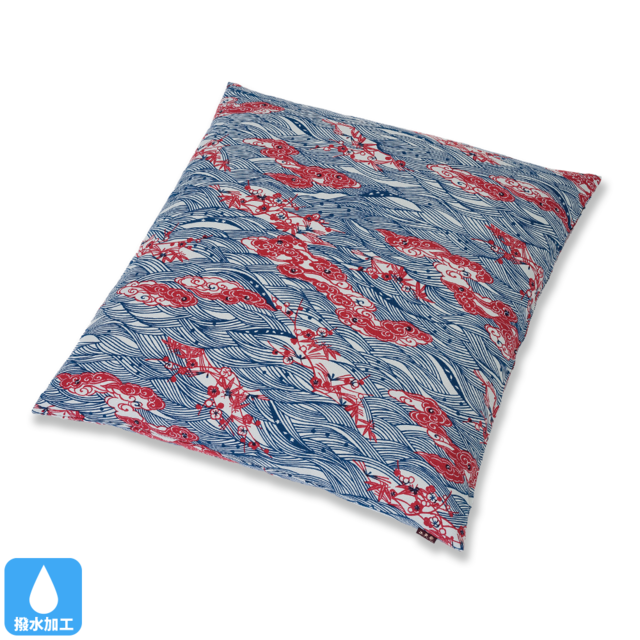 飛鳥　小座布団（カバーのみ）波に松竹梅　BB（紺）45×45（クッション対応）