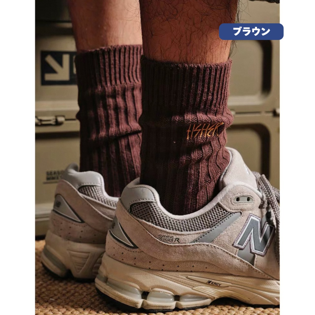 Script embroidery crew socks 1485 - 5