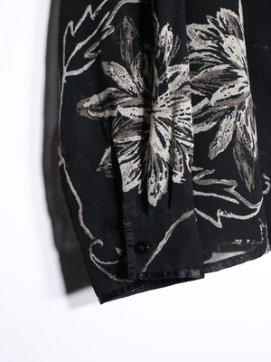 flower art full pattern monotone color sheer shirt