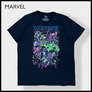 【MARVEL】2XL ビッグシルエット ロゴ プリント オフィシャル 公式 Tシャツ アベンジャーズ スパイダーマン アイアンマン マイティソー ハルク キャプテンアメリカ ヴェノム アメコミ マーベル 半袖 US古着