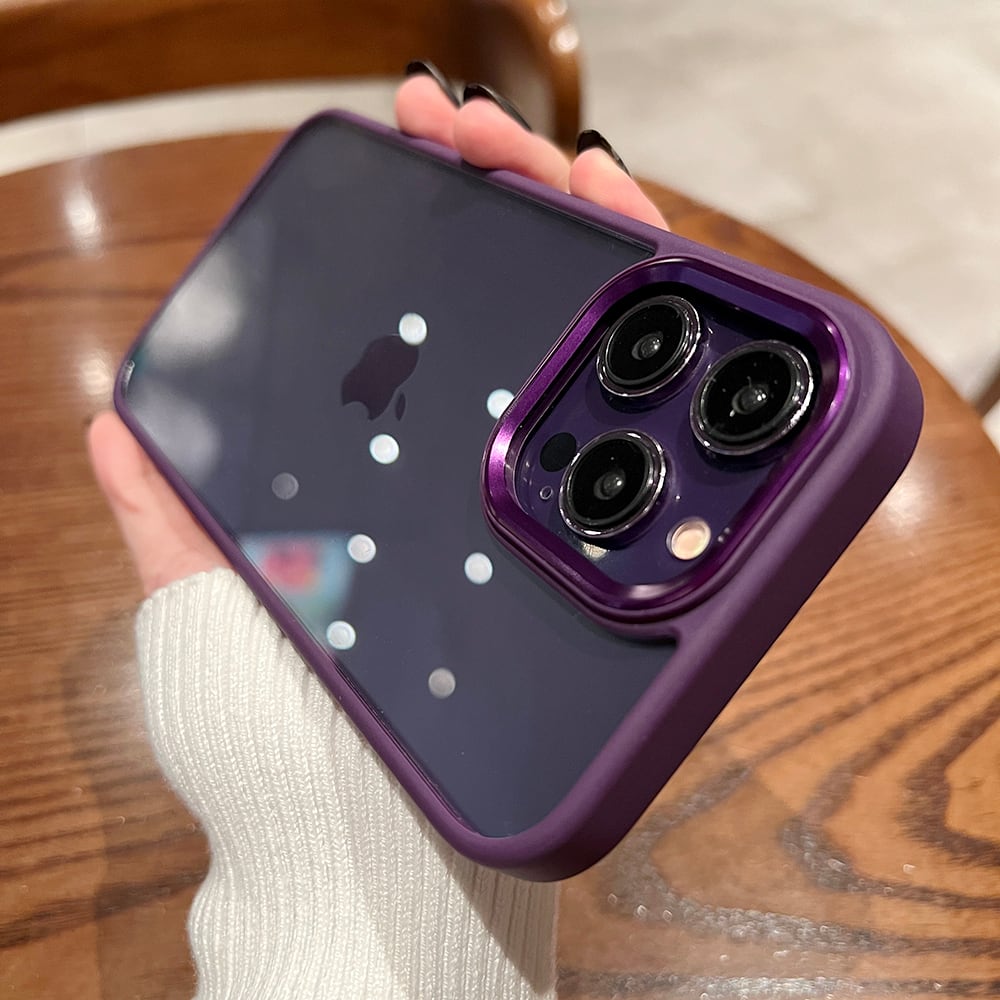 iPhone14 Pro Max 14ケース 透明 紫 高級感 ディープパープル