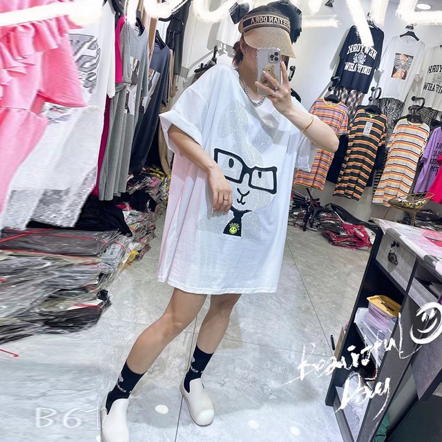 スプリングTシャツ スカート 薄手スタイルトップス 大きめサイズ 春物 ミックスインファッション30701499601