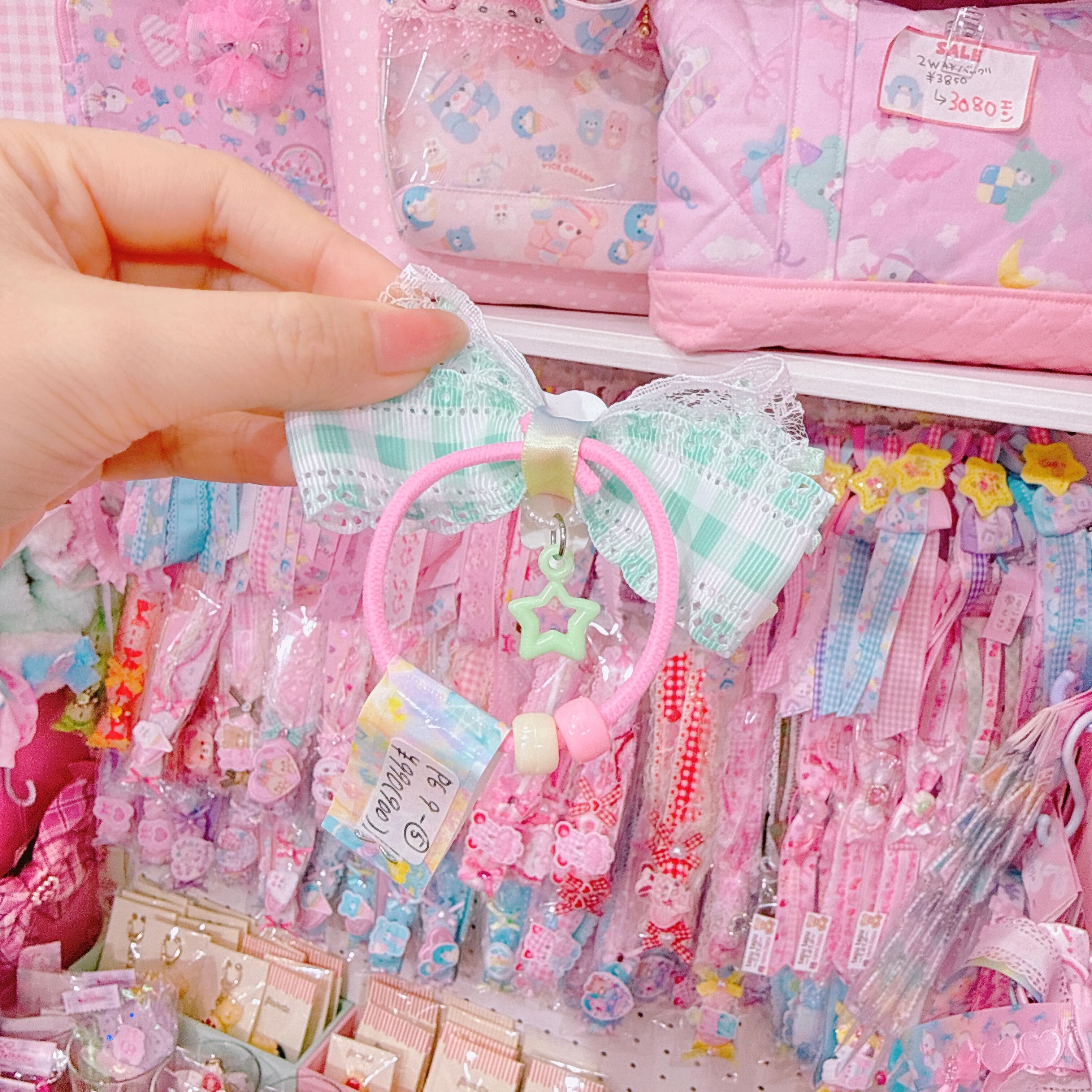 【P6】9-5チェックリボンヘアゴム