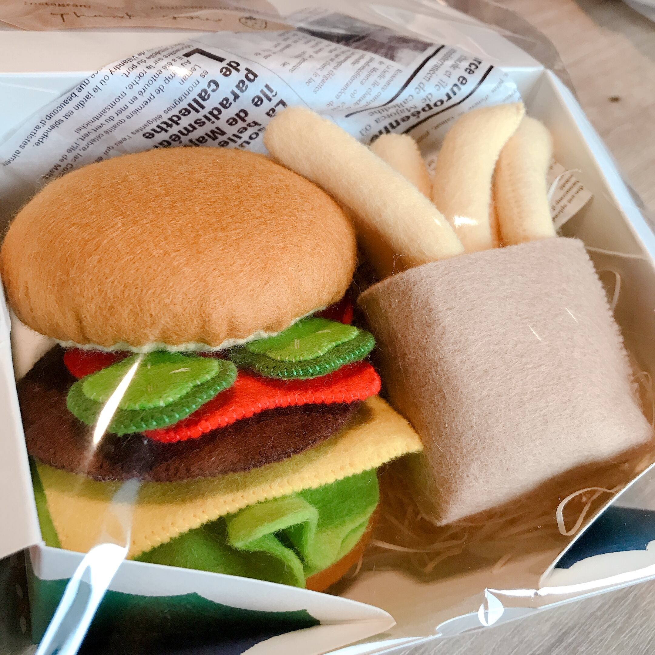 【売約済】ファストフード～ハンバーガー・ポテト～ くるみボタン ヘアゴム