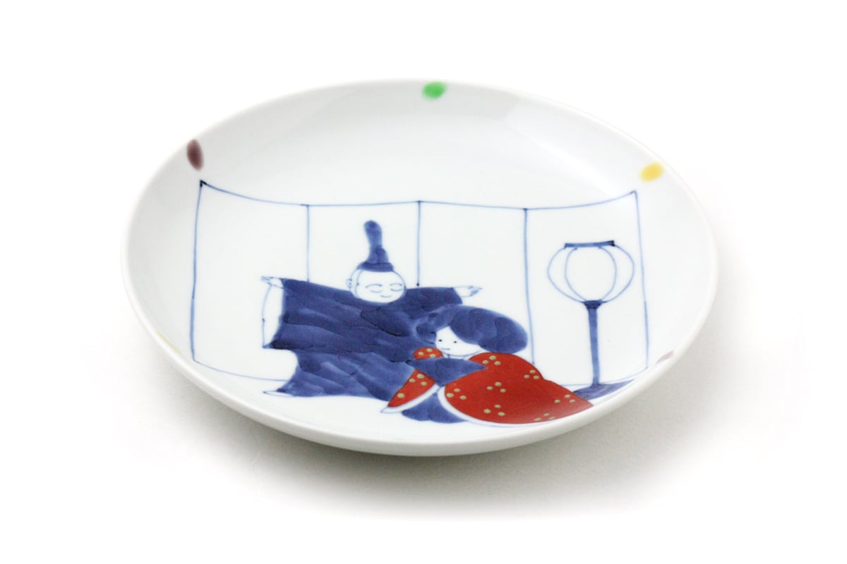 名入れ子供食器 染錦ひなまつり7寸丸皿桃の節句 ひな人形 | 福珠窯