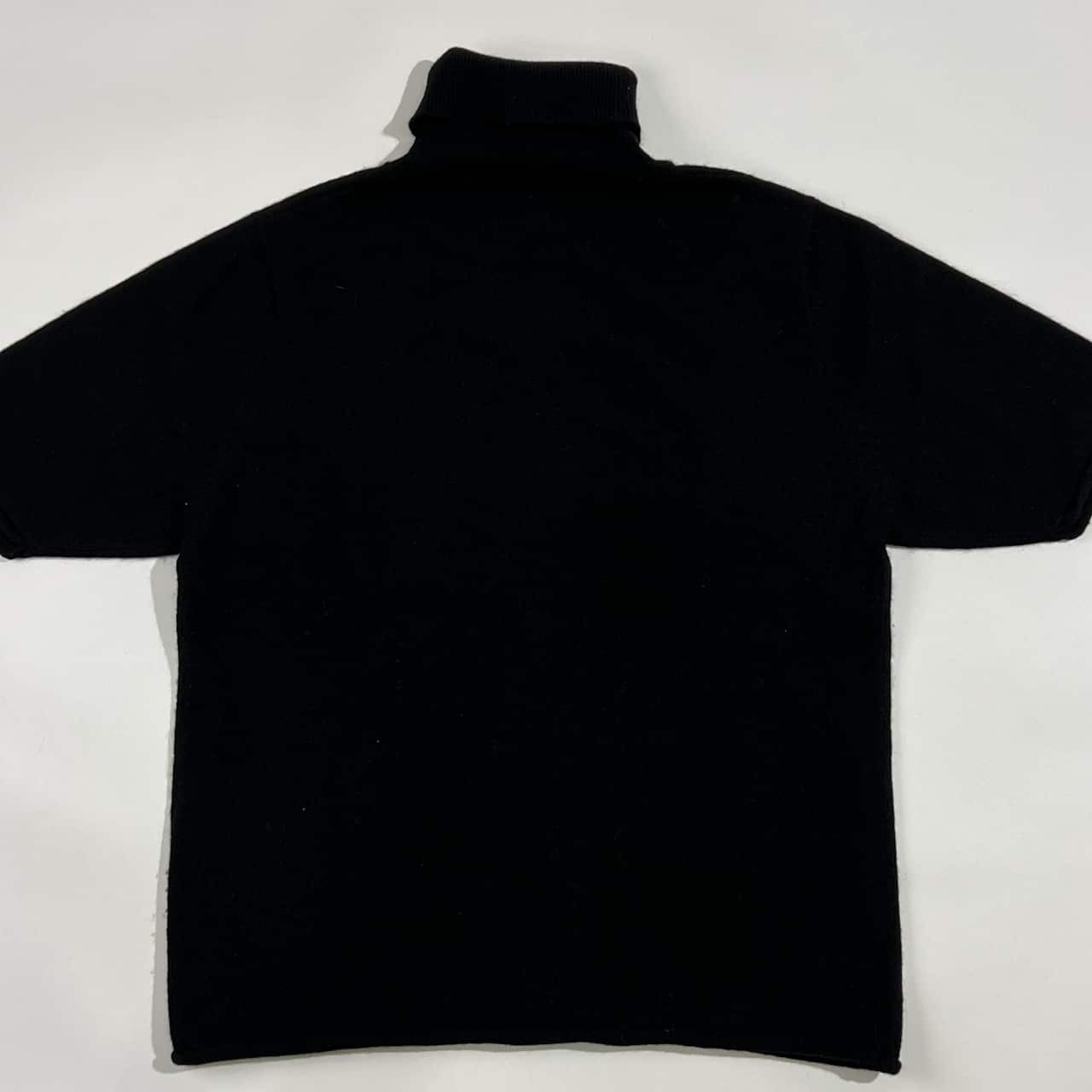 カシミヤ100% CASHMERE カシミヤ タートルネック デザイン 半袖 ニット セーター F/ブラック レディース