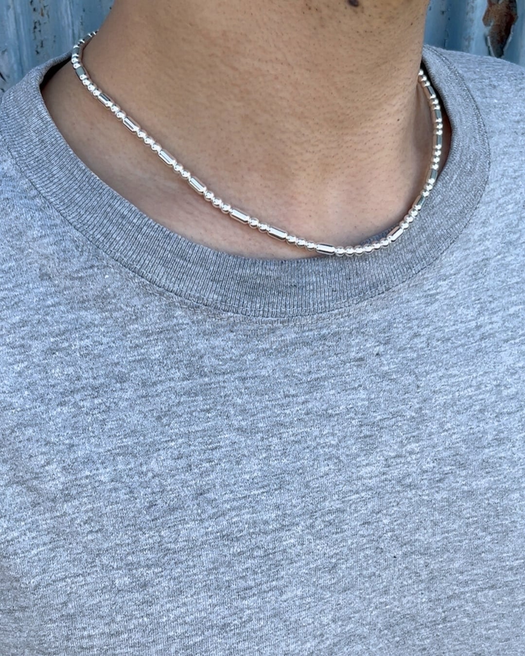 細身シルバービーズ一連