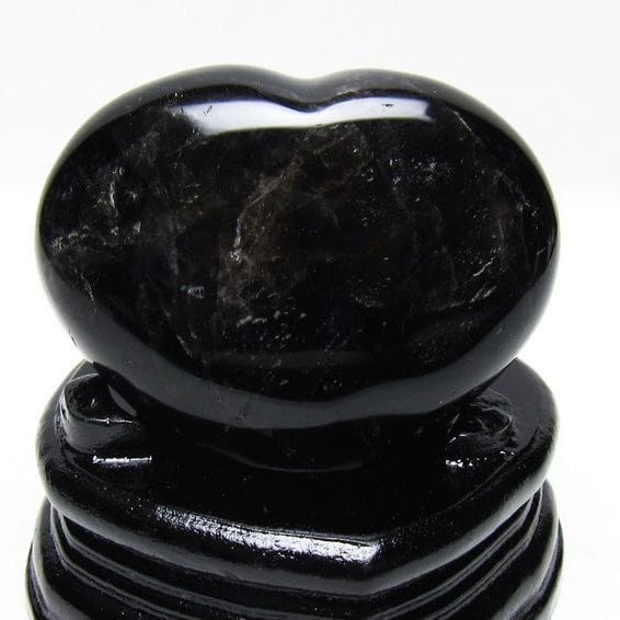 モリオン 置物 黒水晶 ハート 台座付属 一点物 155-1007 | 天然石