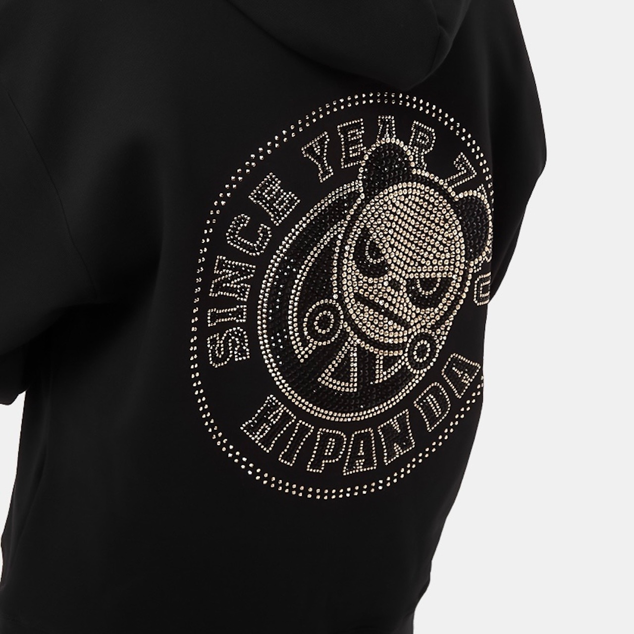 【HIPANDA ハイパンダ】メンズ ラインストーン フーディー スウェット MEN'S GOLD EMBLEM RHINESTONE HOODIE SWEAT SHIRT / BLACK