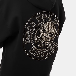 【HIPANDA ハイパンダ】メンズ ラインストーン フーディー スウェット MEN'S GOLD EMBLEM RHINESTONE HOODIE SWEAT SHIRT / BLACK