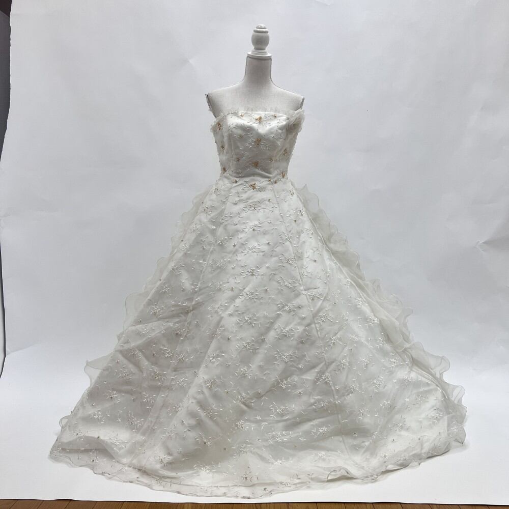 中古 ウェディングドレス プリンセス オフホワイト フリーサイズ W-357