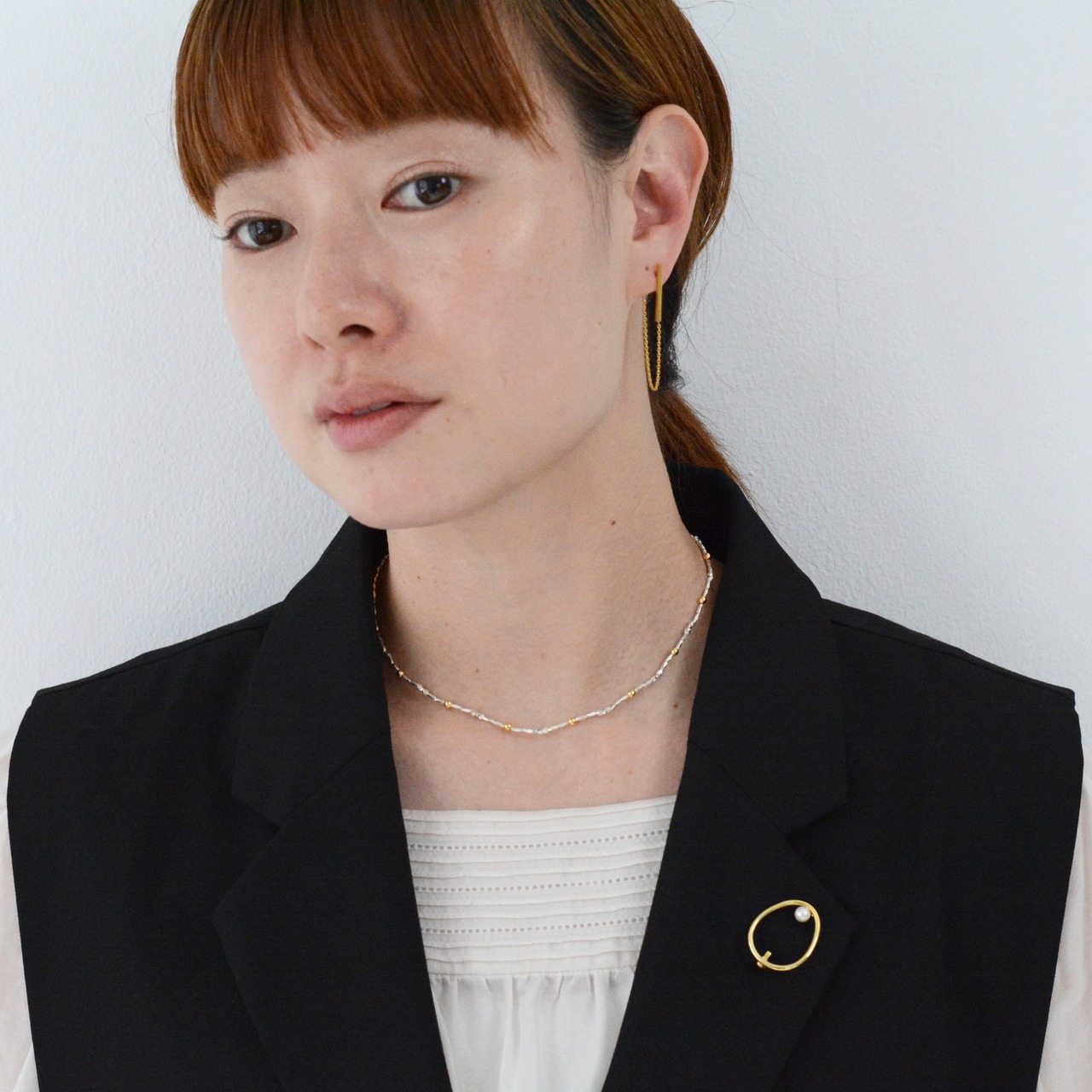 vertical-long  ピアス ゴールド