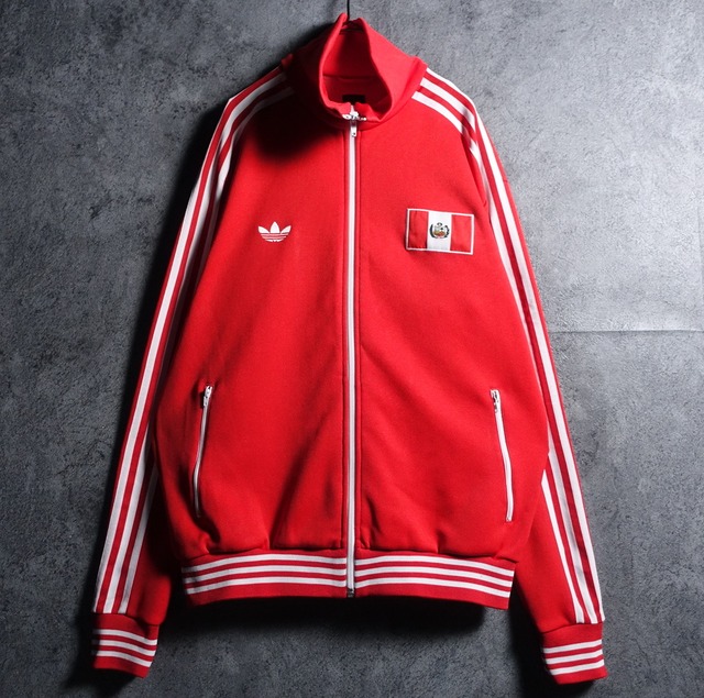 00s “adidas” Red Logo & Flag 3-Stripes Design Track Jacket