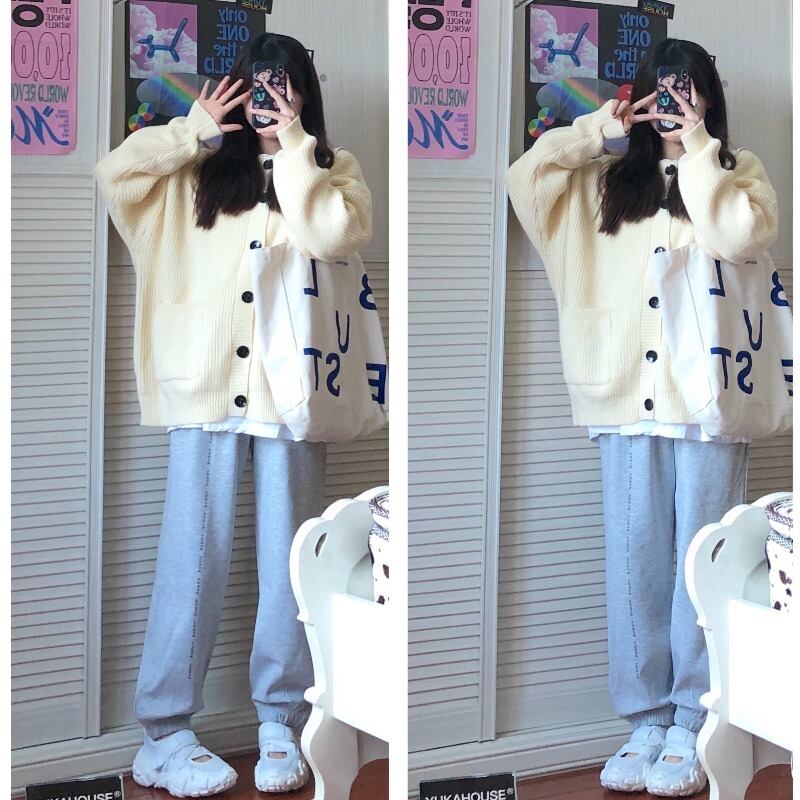 ニットカーディガンオータムルーズ薄手ジャケット コート 秋物 萌量不足88450555734